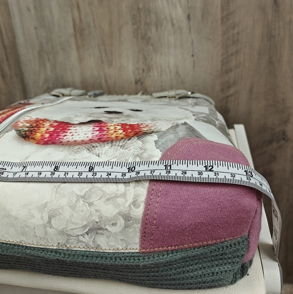 Fuzzy Nation Shoulder Bag Womens Dog Print Faux Fur Lined Double Handle Purse - Picture 10 of 14